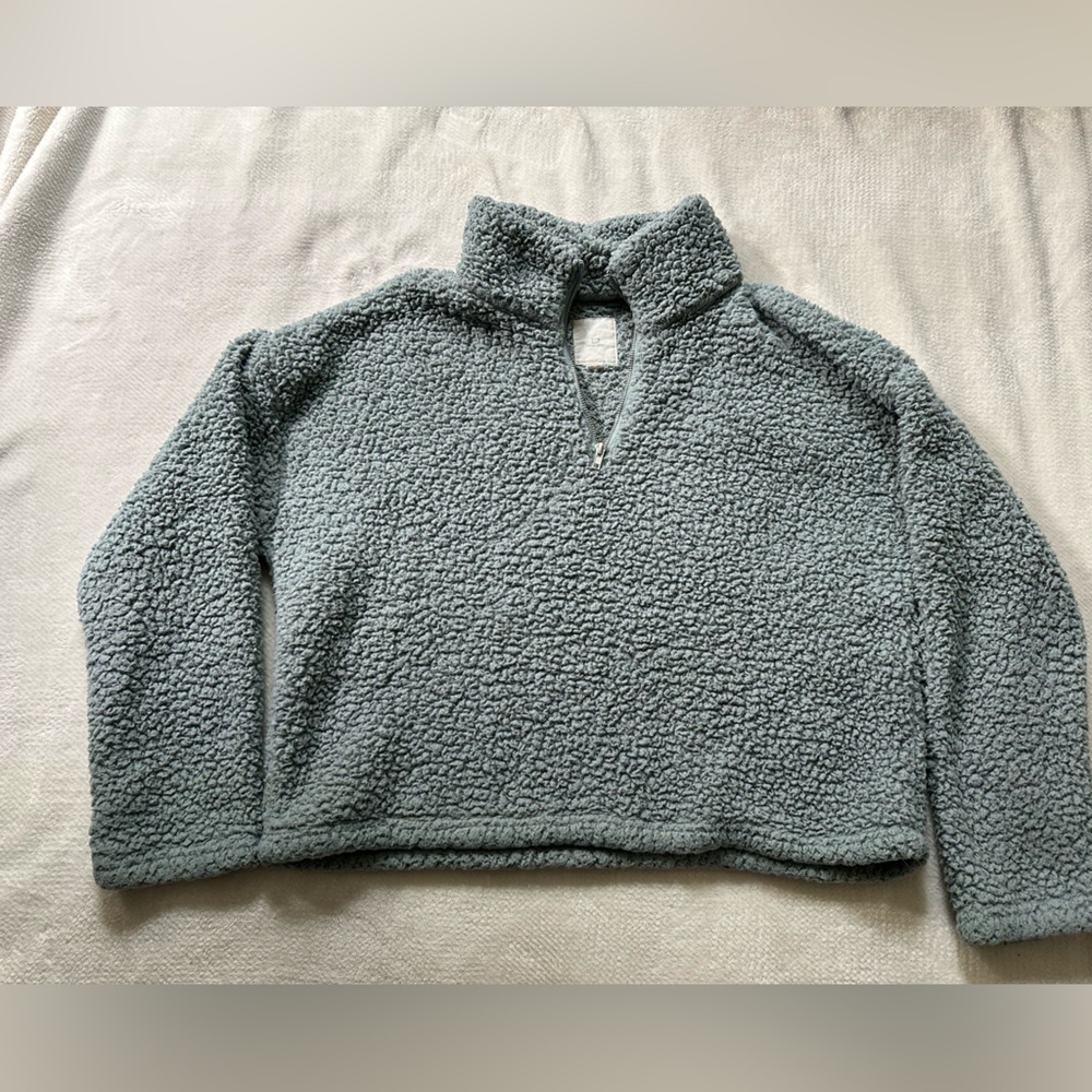 Thread and Supply Pullover Women Size L Fleece Teddy Quarter Zip